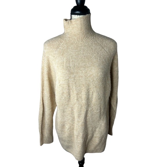Topshop Sweater Womens Size 8 Oatmeal Long Sleeve‎ Pullover Mock Neck - Picture 1 of 6